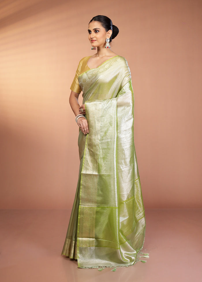 Green Tissue Silk Saree With Blouse Piece