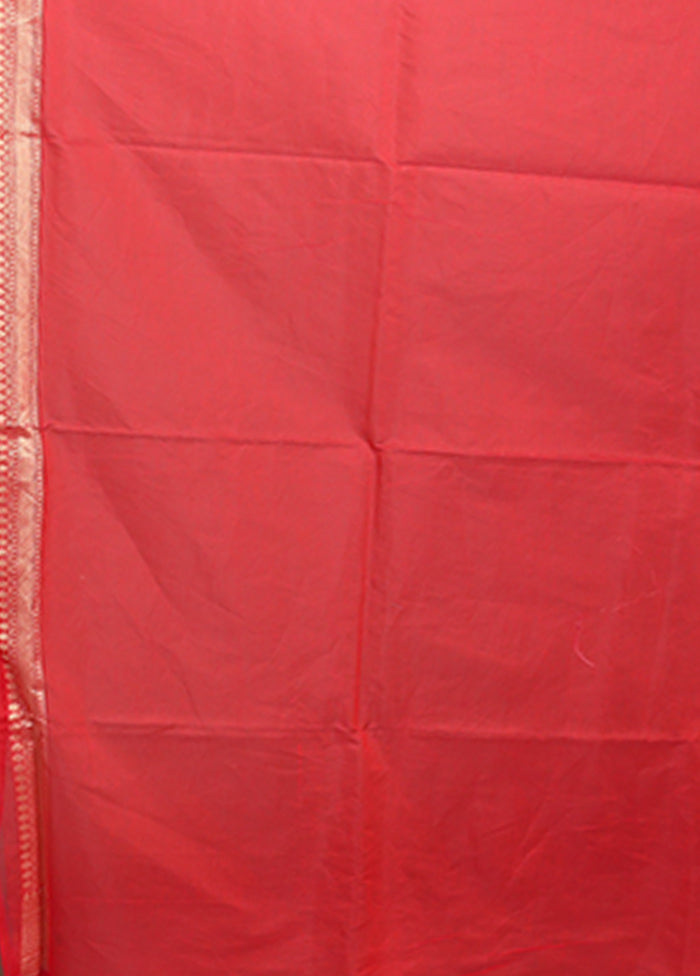 Red Kora Silk Saree With Blouse Piece
