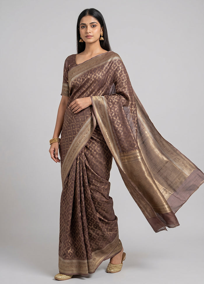 Grey Kora Silk Saree With Blouse Piece