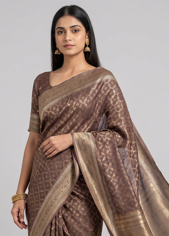 Grey Kora Silk Saree With Blouse Piece