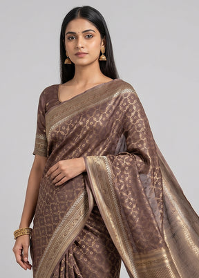 Grey Kora Silk Saree With Blouse Piece