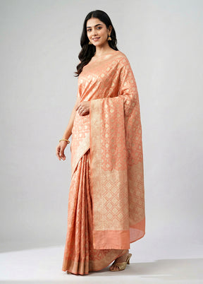 Pink Uppada Silk Saree With Blouse Piece