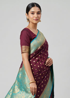 Maroon Georgette Saree With Blouse Piece