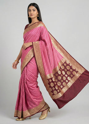 Pink Georgette Saree With Blouse Piece
