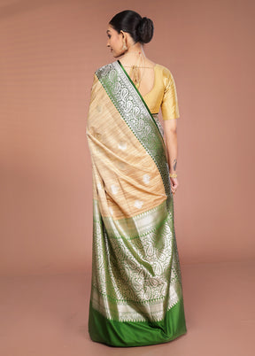 Cream Tussar Silk Saree With Blouse Piece