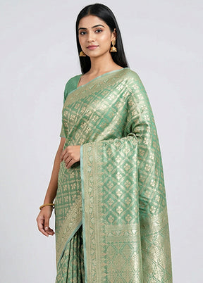 Green Tissue Silk Saree With Blouse Piece