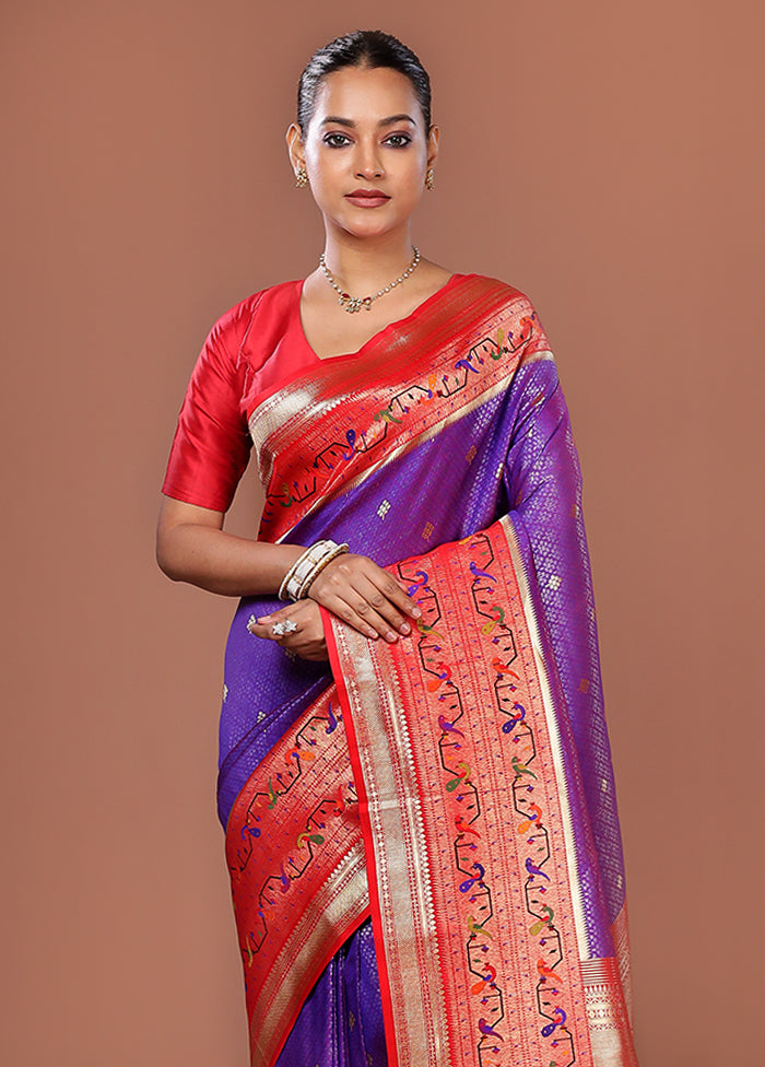 Purple Dupion Silk Saree With Blouse Piece