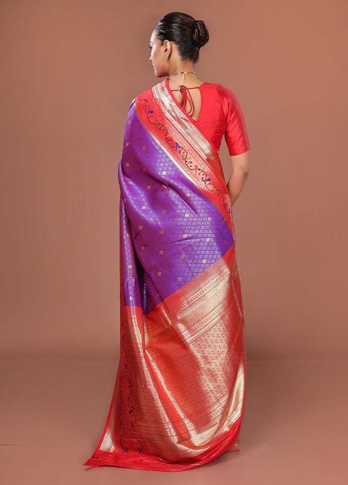 Purple Dupion Silk Saree With Blouse Piece