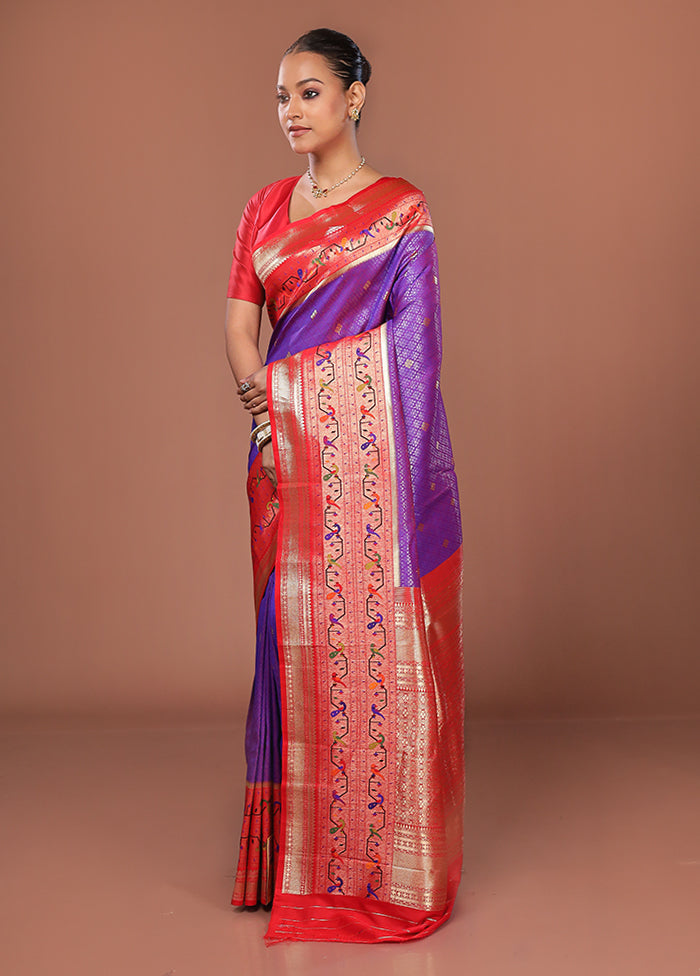 Purple Dupion Silk Saree With Blouse Piece