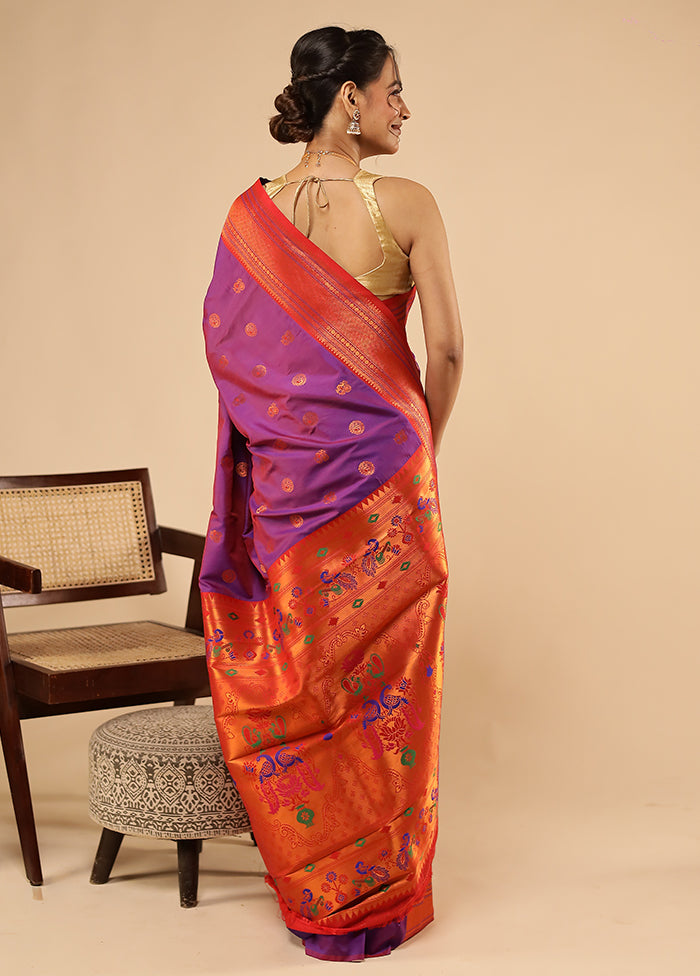 Purple Dupion Silk Saree With Blouse Piece