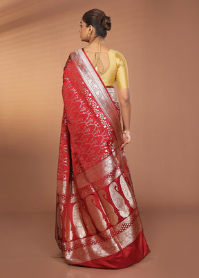 Maroon Banarasi Silk Saree With Blouse Piece