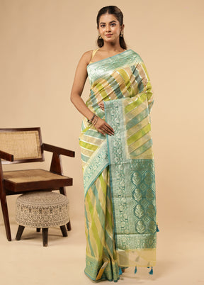 Multicolor Organza Saree With Blouse Piece
