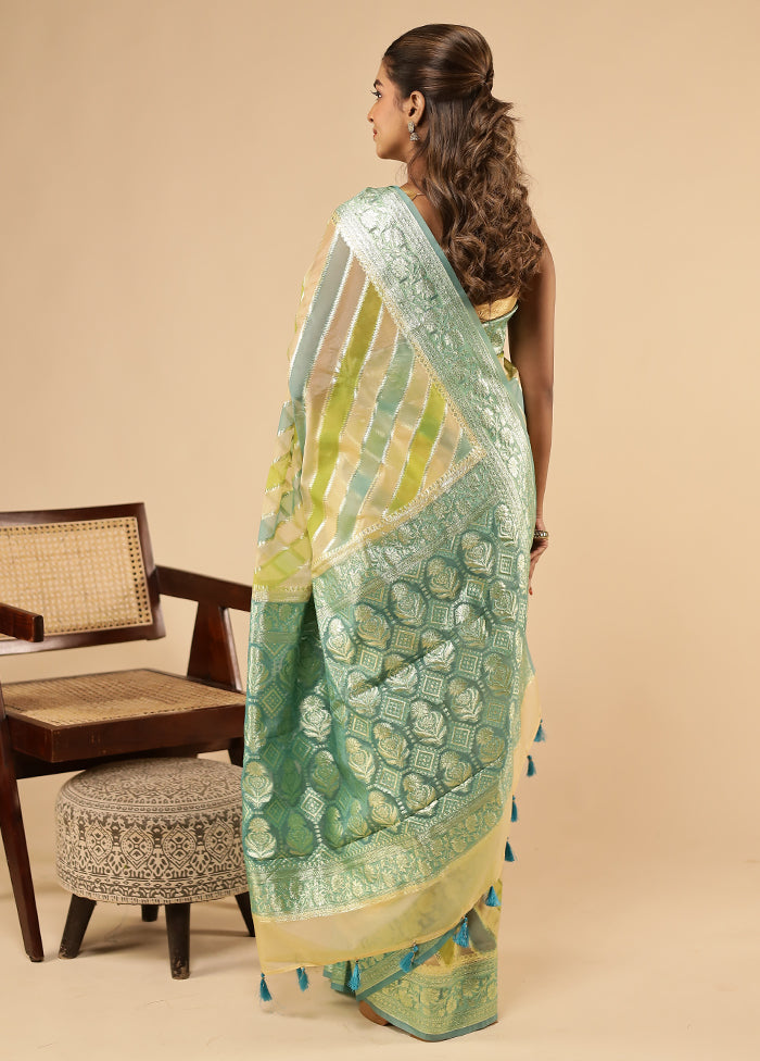 Multicolor Organza Saree With Blouse Piece