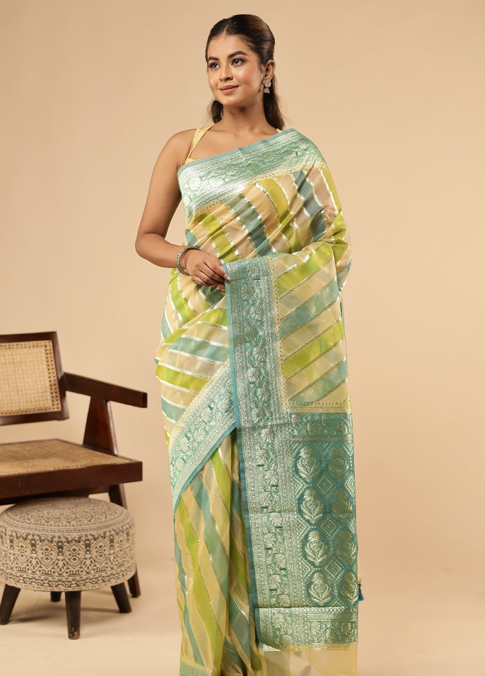 Multicolor Organza Saree With Blouse Piece
