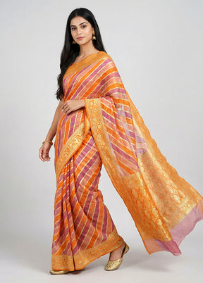 Multicolor Organza Saree With Blouse Piece