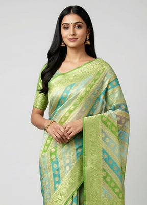 Multicolor Organza Saree With Blouse Piece