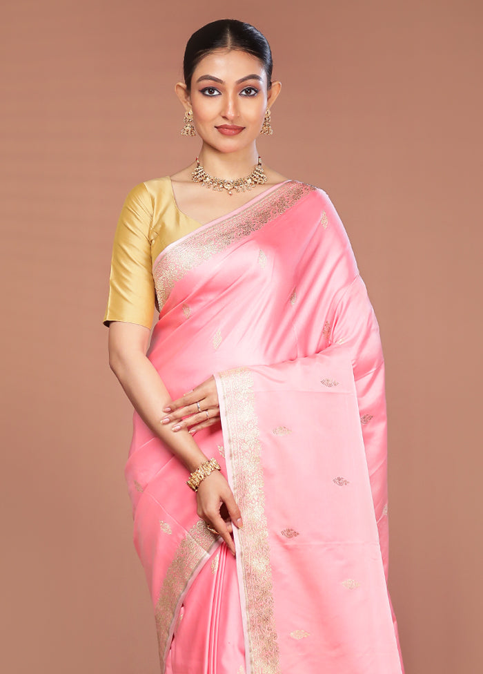 Pink Katan Silk Saree With Blouse Piece