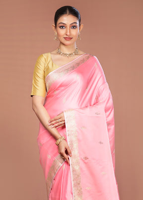 Pink Katan Silk Saree With Blouse Piece