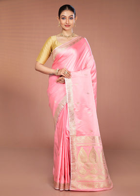 Pink Katan Silk Saree With Blouse Piece