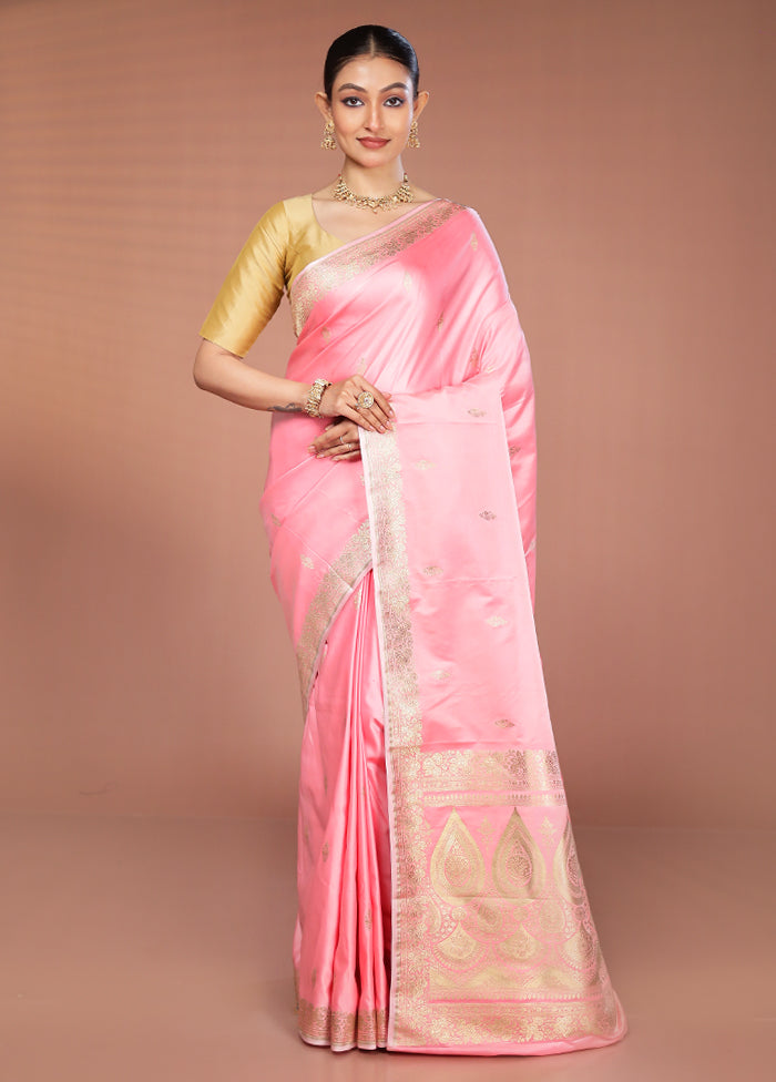 Pink Katan Silk Saree With Blouse Piece