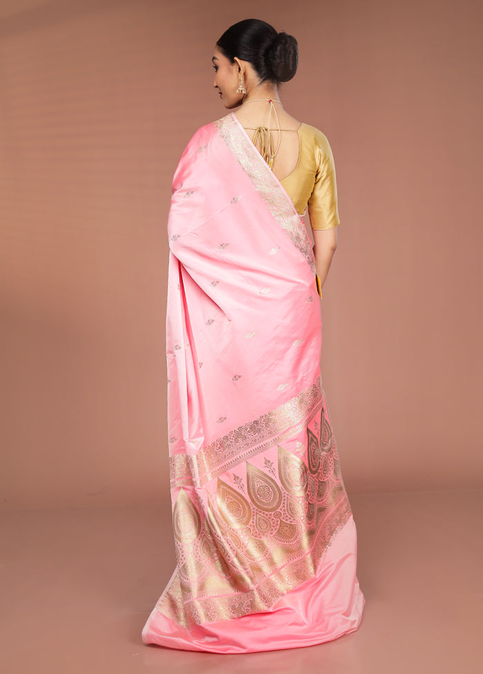 Pink Katan Silk Saree With Blouse Piece