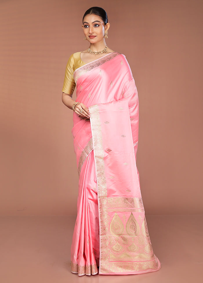 Pink Katan Silk Saree With Blouse Piece