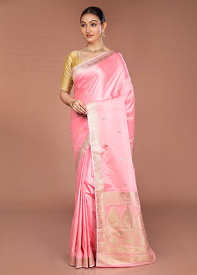 Pink Katan Silk Saree With Blouse Piece