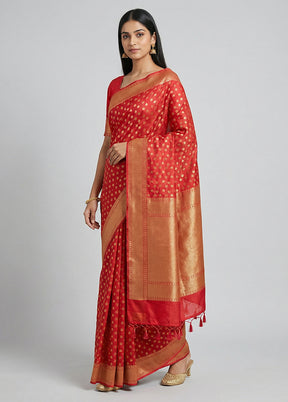 Pink Kora Silk Saree With Blouse Piece