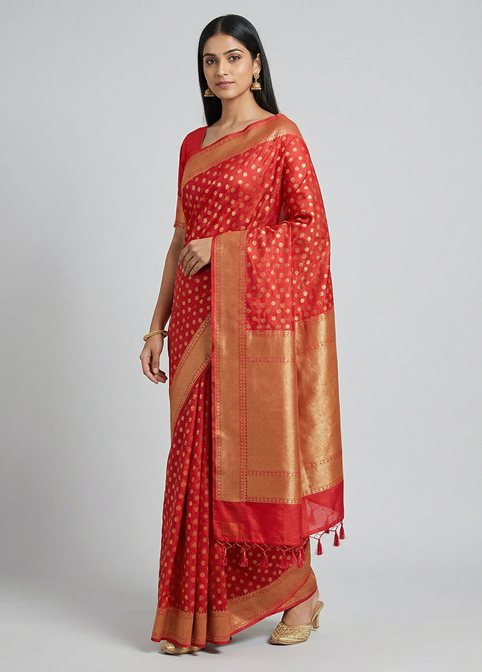 Pink Kora Silk Saree With Blouse Piece