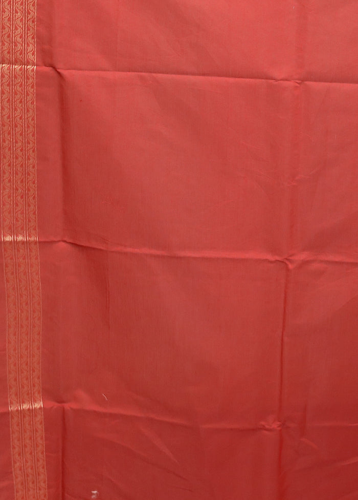 Red Kora Silk Saree With Blouse Piece