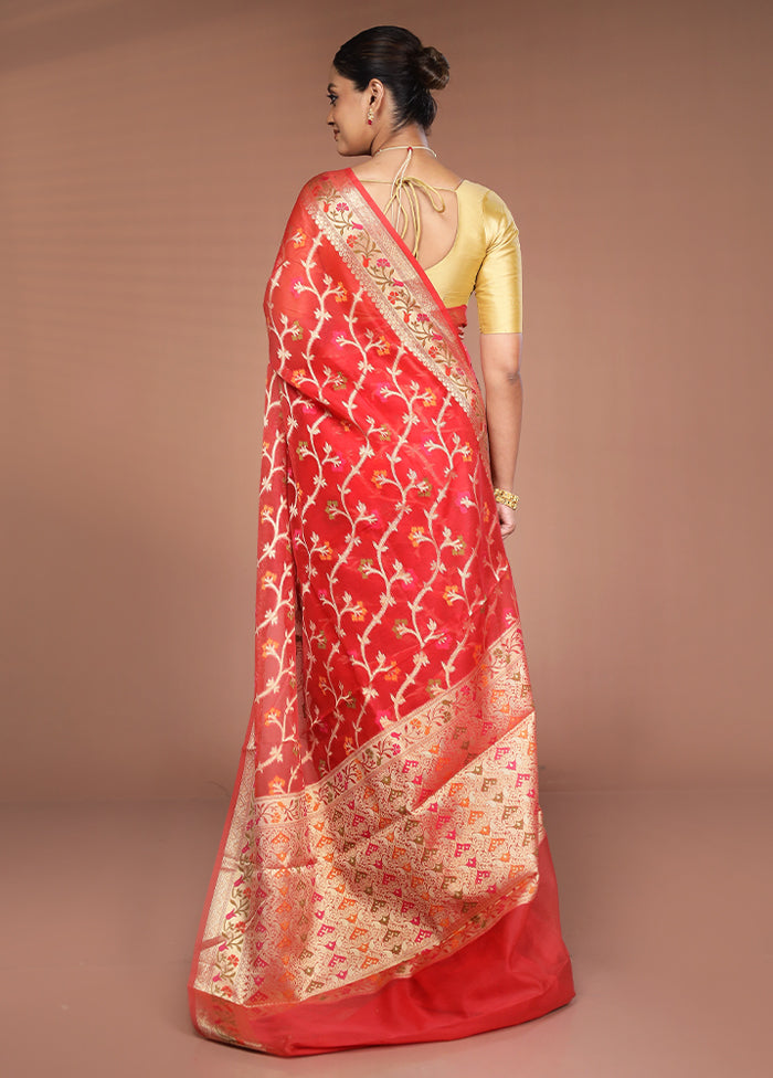 Red Cotton Saree With Blouse Piece