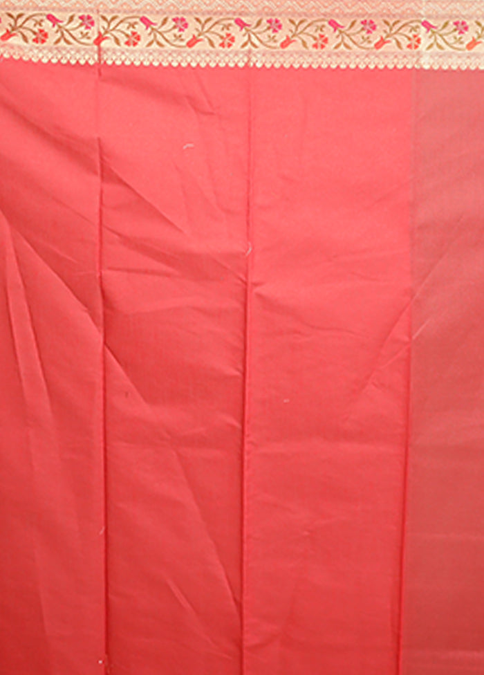 Red Cotton Saree With Blouse Piece