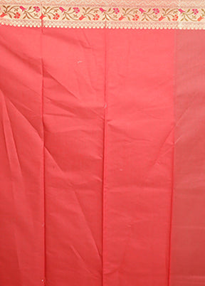 Red Cotton Saree With Blouse Piece