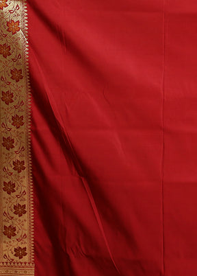 Maroon Banarasi Silk Saree With Blouse Piece