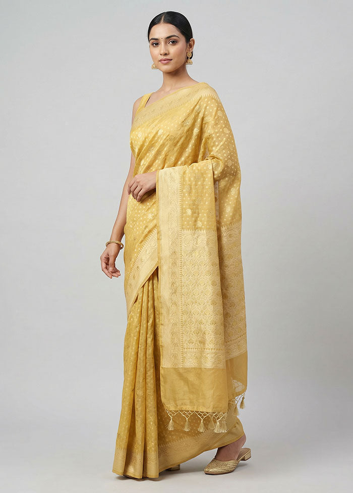 Cream Kora Silk Saree With Blouse Piece