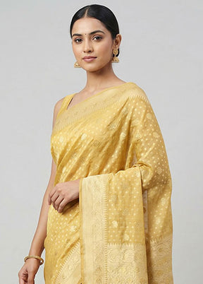 Cream Kora Silk Saree With Blouse Piece