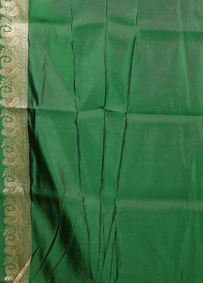 Green Handloom Banarasi Pure Silk Saree With Blouse Piece