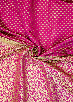 Pink Handloom Banarasi Pure Silk Saree With Blouse Piece