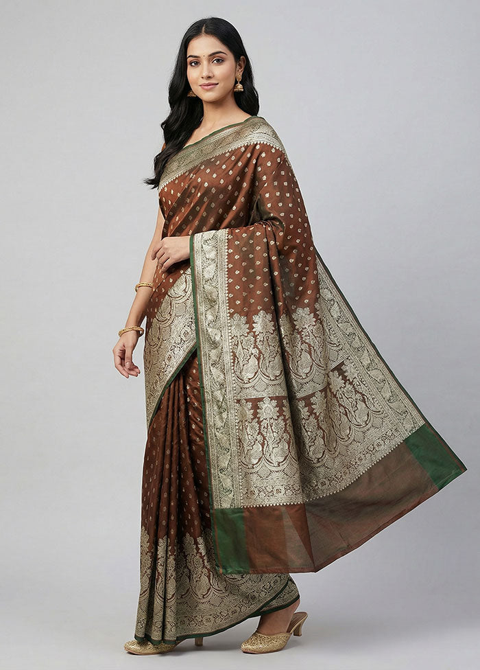 Green Handloom Banarasi Pure Silk Saree With Blouse Piece