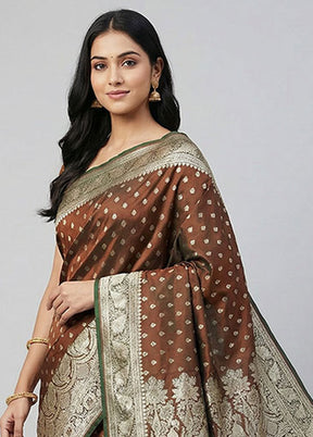 Green Handloom Banarasi Pure Silk Saree With Blouse Piece