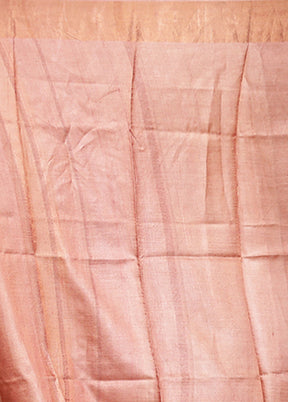Cream Handloom Tussar Pure Silk Saree With Blouse Piece
