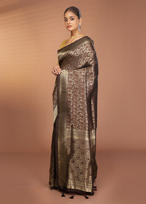 Brown Dupion Silk Saree With Blouse Piece