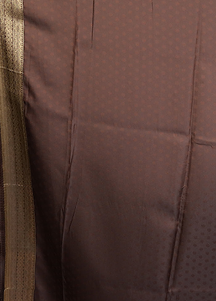 Brown Dupion Silk Saree With Blouse Piece