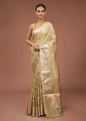 Green Tissue Silk Saree With Blouse Piece