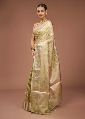 Green Tissue Silk Saree With Blouse Piece