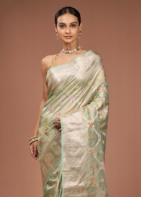 Cream Tissue Silk Saree With Blouse Piece