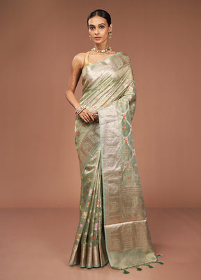 Cream Tissue Silk Saree With Blouse Piece
