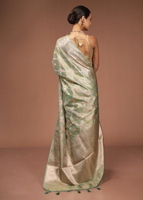 Cream Tissue Silk Saree With Blouse Piece