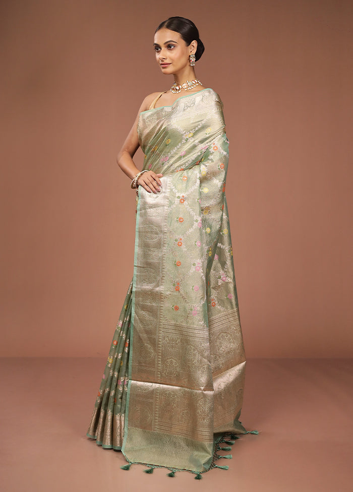 Cream Tissue Silk Saree With Blouse Piece