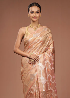 Pink Tissue Silk Saree With Blouse Piece
